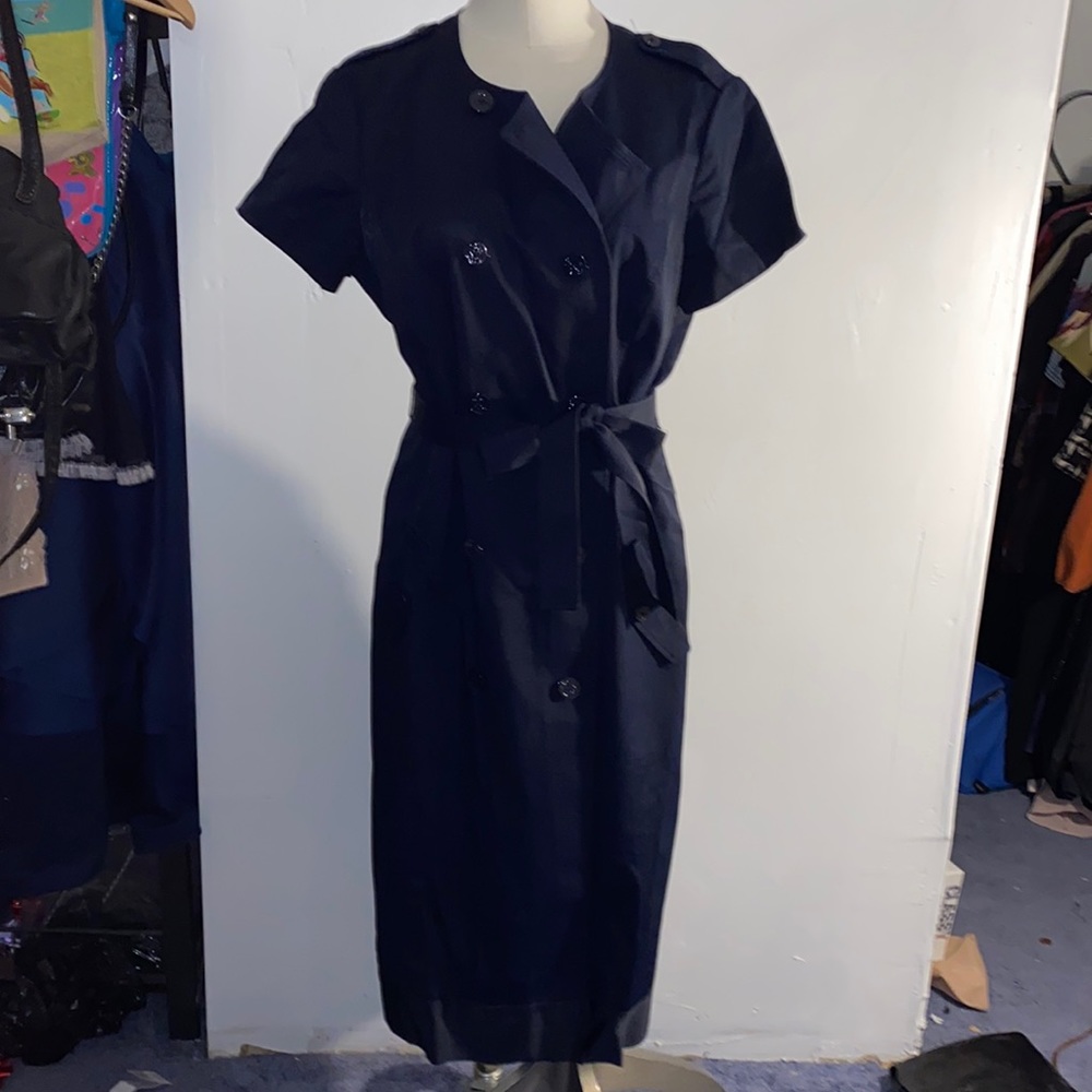 Brooks brothers double breasted belted blue dress